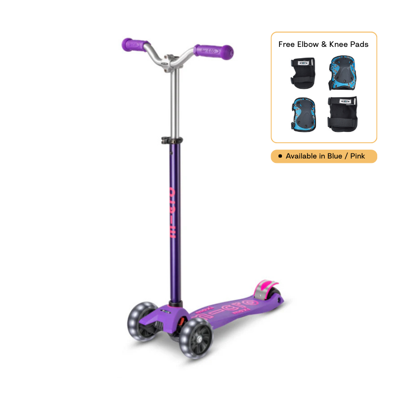 Maxi Micro Deluxe Pro 滑板車 LED款 + 護肘與護膝組【立即預訂！3月中後出貨】