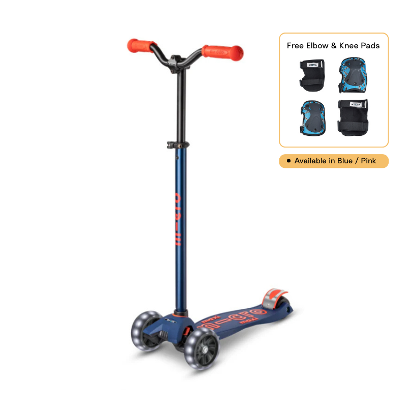 Maxi Micro Deluxe Pro 滑板車 LED款 + 護肘與護膝組【立即預訂！3月中後出貨】