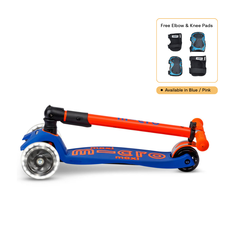 Maxi Micro Deluxe 可折疊滑板車 LED款 + 護肘與護膝組