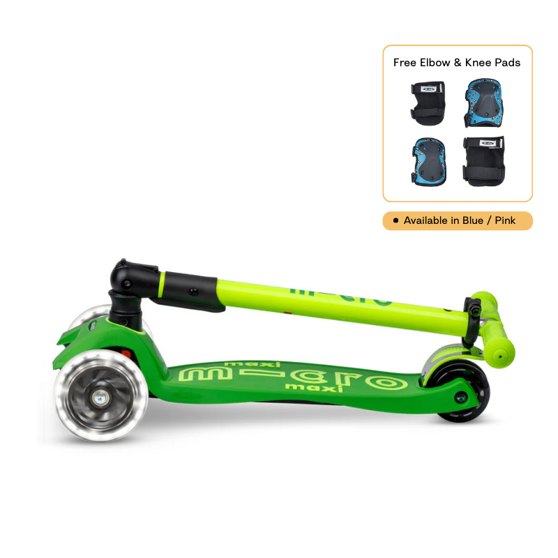 Maxi Micro Deluxe 可折疊滑板車 LED款 + 護肘與護膝組
